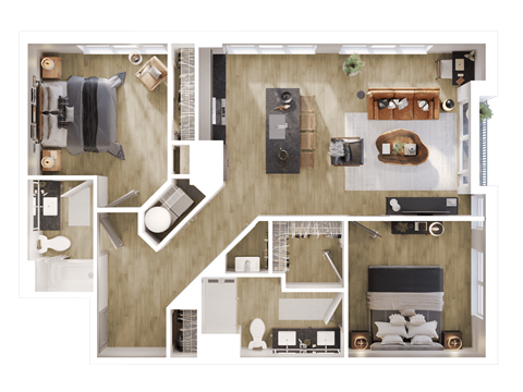 a floor plan of a house with a bedroom and a living room at Bemiston Place Apartments, Clayton, 63105